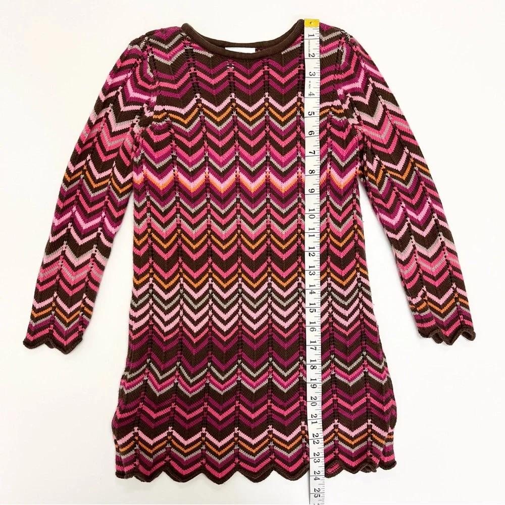 Hanna Andersson Knit Crochet Chevron Striped Dress 110 cm